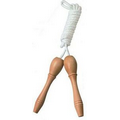 White Cotton Jump Rope w/ Wooden Handles